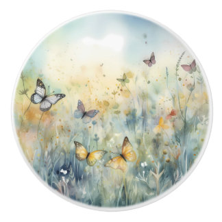 Mooie aquarel vlinders keramische knop