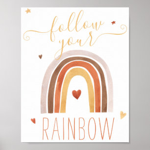 Mooie Aquarel Volg Je Regenboog Poster