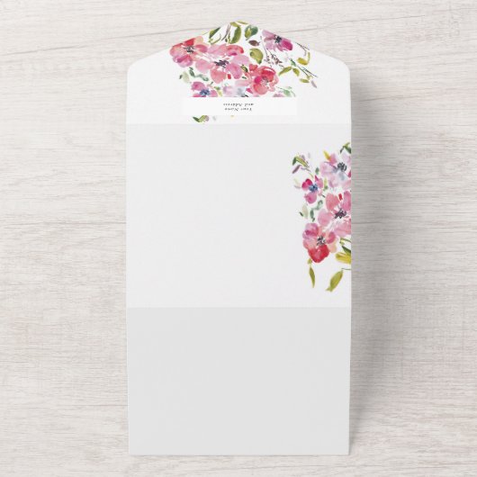 Mooie aquarel wilde bloemen trouwontwerp all in one uitnodiging (Buitenkant)