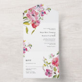 Mooie aquarel wilde bloemen trouwontwerp all in one uitnodiging (Binnen)