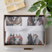 Mooie Arabische paarden met Rozen kransen Tissuepapier (Geschenk)