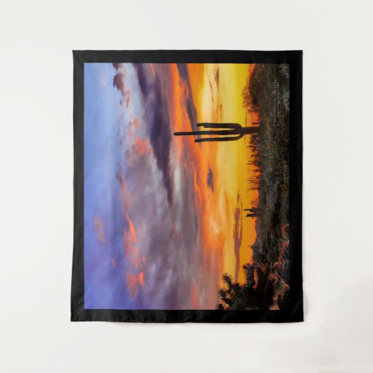 Mooie Arizona Sunset Saguaro en Cholla Cactus Wandkleed (Voorkant)