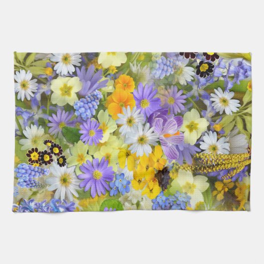 Mooie array van kleurrijke bloemen, theedoek (Horizontaal)