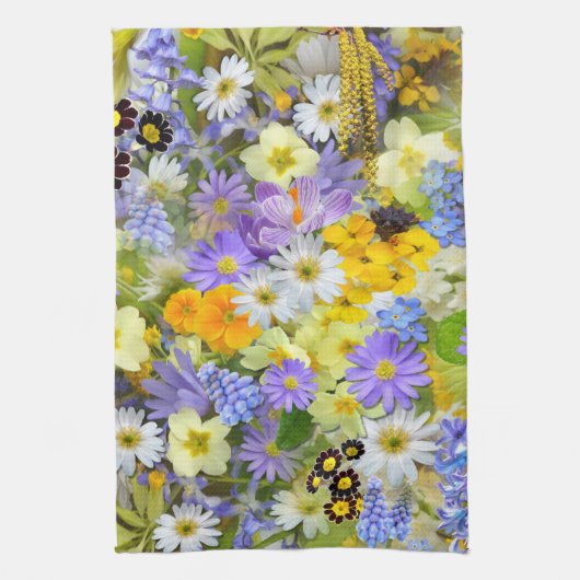 Mooie array van kleurrijke bloemen, theedoek (Verticaal)