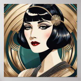 Mooie Art Deco 1920s Flapper Poster