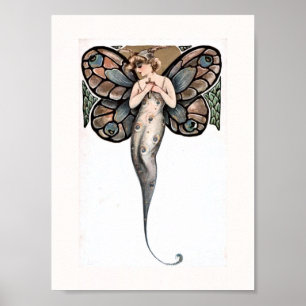 Mooie Art Deco Butterfly Fairy Poster