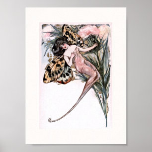 Mooie Art Deco Butterfly Fairy Poster