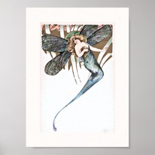 Mooie Art Deco Butterfly Fairy Poster