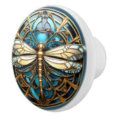 Mooie Art Deco Dragonfly Pareltjes Turquoise Gold Keramische Knop (Rechts)