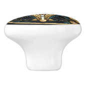 Mooie Art Deco Elegant Goud Turquoise Keramische Knop (Zijkant)