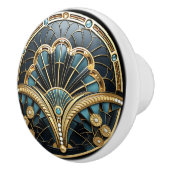 Mooie Art Deco Elegant Goud Turquoise Keramische Knop (Rechts)