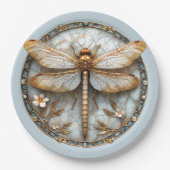 Mooie Art Deco Emaille Libel Goud Parels Papieren Bordje (Voorkant)