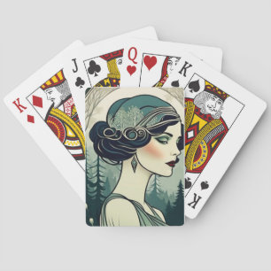 Mooie Art Deco Flapper Pokerkaarten