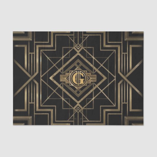 Mooie Art Deco Gatsby Monogram 1920 Tissuepapier (Voorkant)