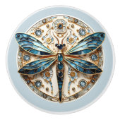 Mooie Art Deco Glas in lood Dragonfly Keramische Knop (Voorkant)