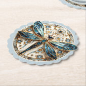 Mooie Art Deco glas-in-lood Libelle Kartonnen Onderzetters (Gekanteld)