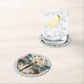 Mooie Art Deco glas-in-lood Libelle Kartonnen Onderzetters (Insitu)