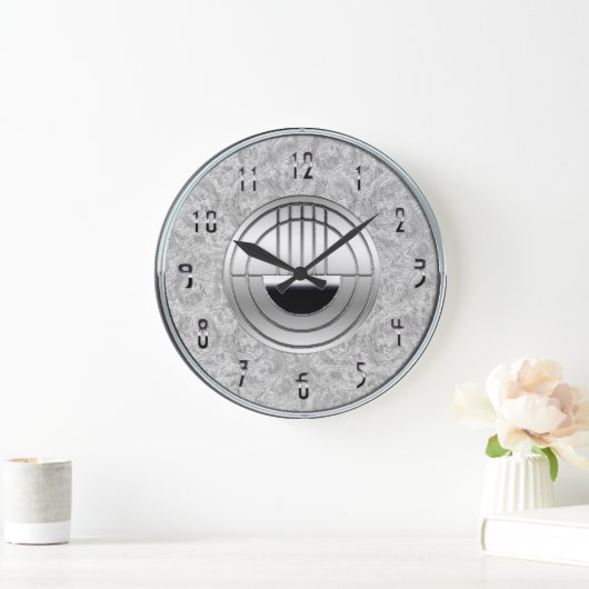 Mooie Art Deco Grey en Chrome Style Clock Grote Klok (Huis)