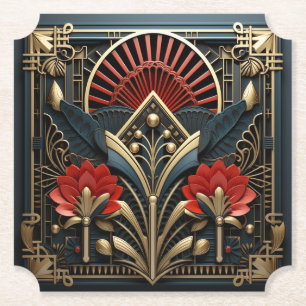 Mooie Art Deco Rood Goud Zwart Elegant Kartonnen Onderzetters