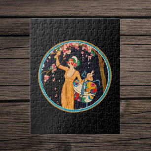 Mooie Art Deco stijl dame Kersenbloesem Boom Legpuzzel