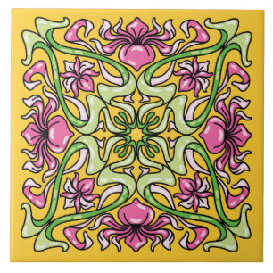 Mooie Art Nouveau-tegel met Iris-bloemen Tegeltje