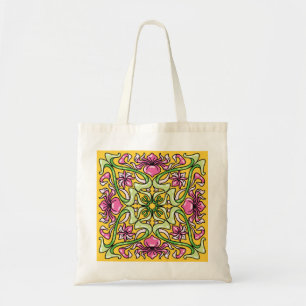 Mooie Art Nouveau-tegel met Iris-bloemen Tote Bag