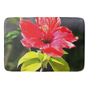 Mooie Artistieke Rode Tropische Hibiscus Flower Badmat