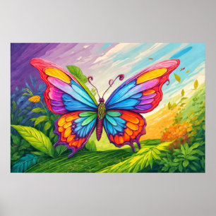 Mooie artistieke vlinder illustratie poster