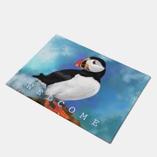 Mooie Atlantic Puffin Deurmat Welkom (Schuin)