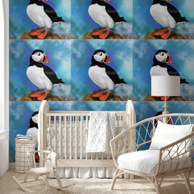 Mooie Atlantische Puffin Behang (Kinderen)