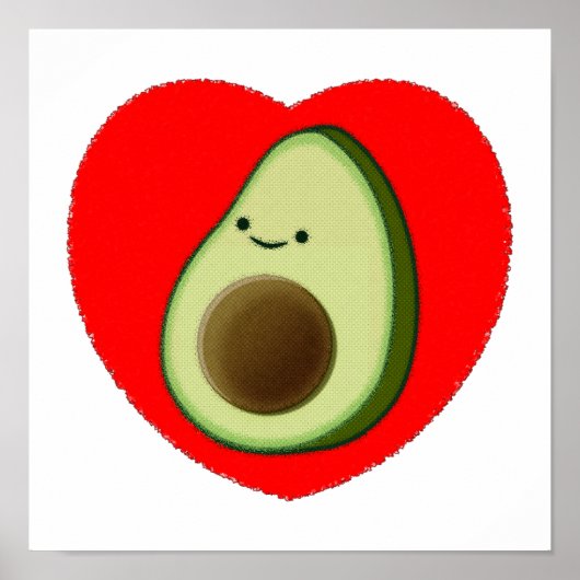 Mooie avocado in een rood hart poster (Voorkant)