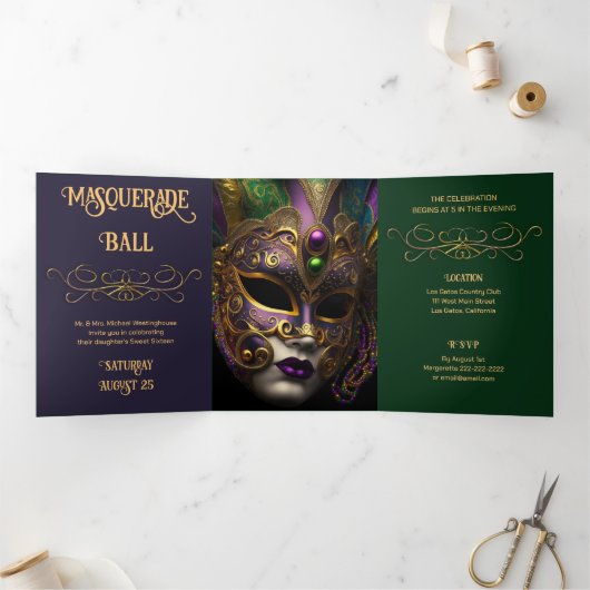 Mooie avond Masquerade bal uitnodiging (Binnen)