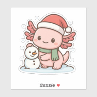 Mooie Axolotl Sneeuwpop Kerststicker Sticker