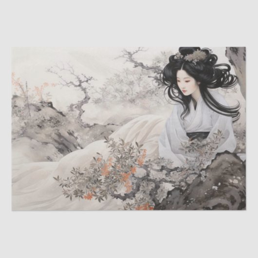 Mooie  Aziatische kunst geïnspireerd Tissuepapier (Voorkant)