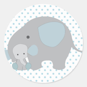 Mooie baby Blue Elephant Ronde Sticker