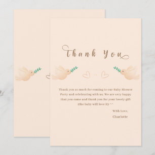 Mooie Baby Duif Baby Shower Bedankkaart