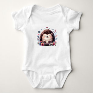Mooie baby egel met bloemen romper
