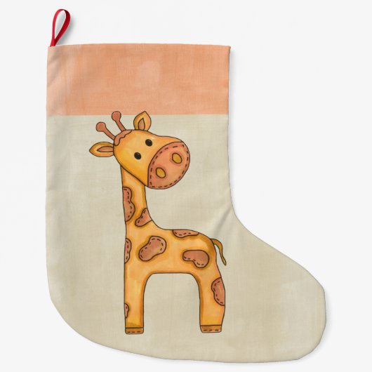 Mooie Baby Giraffe Grote Kerstsok (Voorkant)