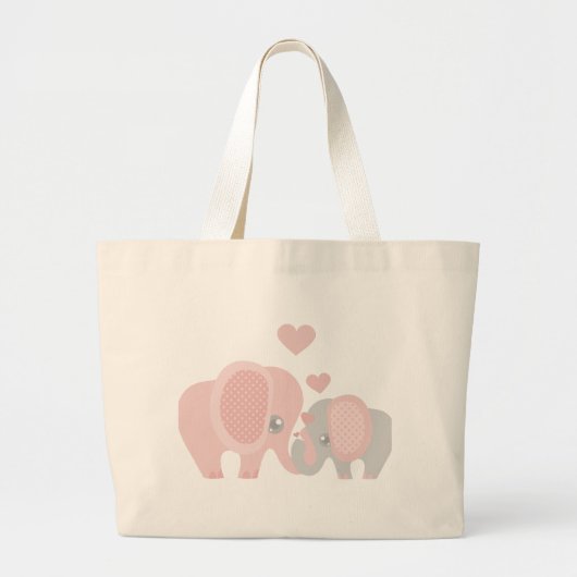 Mooie baby Girl Pink Elephant Grote Tote Bag (Voorkant)