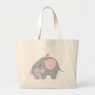 Mooie baby Girl Pink Elephant Grote Tote Bag