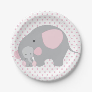 Mooie baby Girl Pink Elephant Papieren Bordje