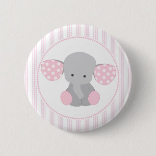 Mooie baby Girl Pink Elephant Ronde Button 5,7 Cm