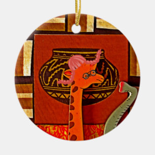 Mooie baby grappige giraffe keramisch ornament