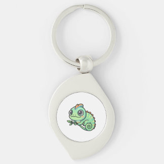 Mooie baby groene kameleon metalen sleutelhanger