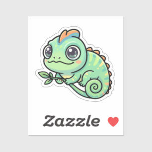Mooie baby groene kameleon op maat gesneden vinyl sticker