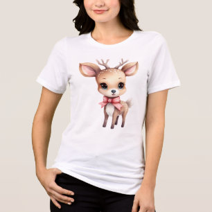 Mooie baby herten cartoonillustratie Tri-Blend shirt