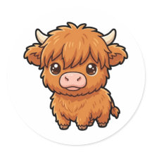 Mooie Baby Highland Koe Klassieke Sticker