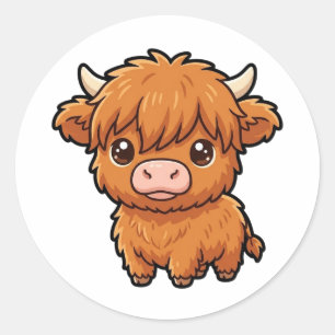 Mooie Baby Highland Koe Klassieke Sticker
