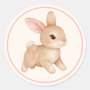 Mooie Baby Konijn Roze Wangetjes Ronde Sticker