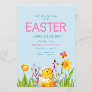 Mooie Baby Kuiken Bloemen Pasen Brunch Eierspel Kaart